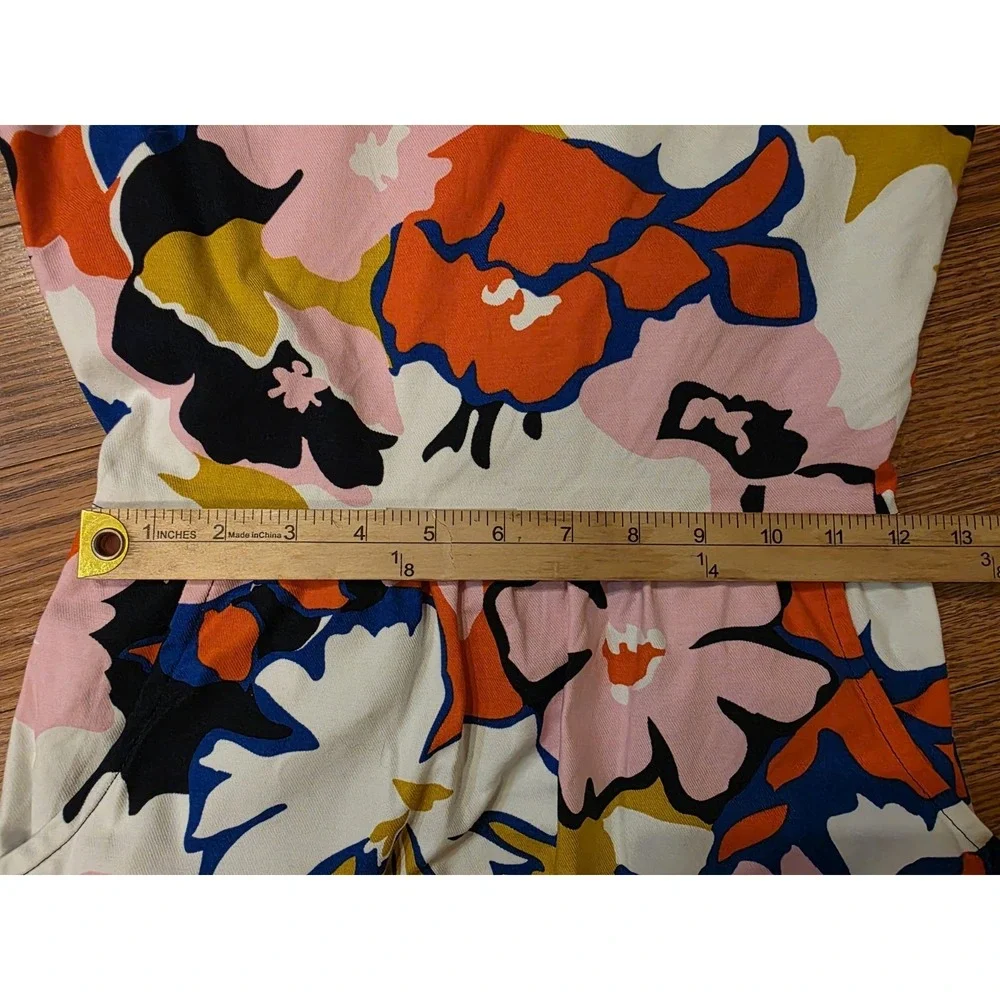 Anthropologie‎ Whit Two Dress Womens SZ 0 Petal Print Cross-back Midi Shift EUC